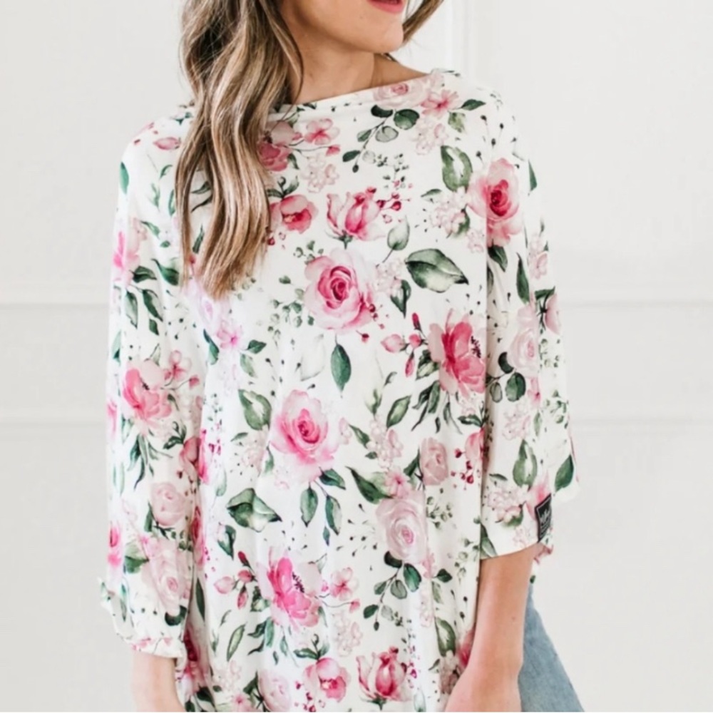 Milkmaid Goods rose print multipurpose nursing poncho and car seat cover